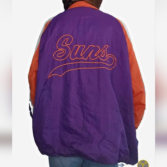 Vintage 90s Phoenix Suns Warm-up Windbreaket Top NBA Sweatsuit Jacket Zip Up XL - Picture 3 of 14